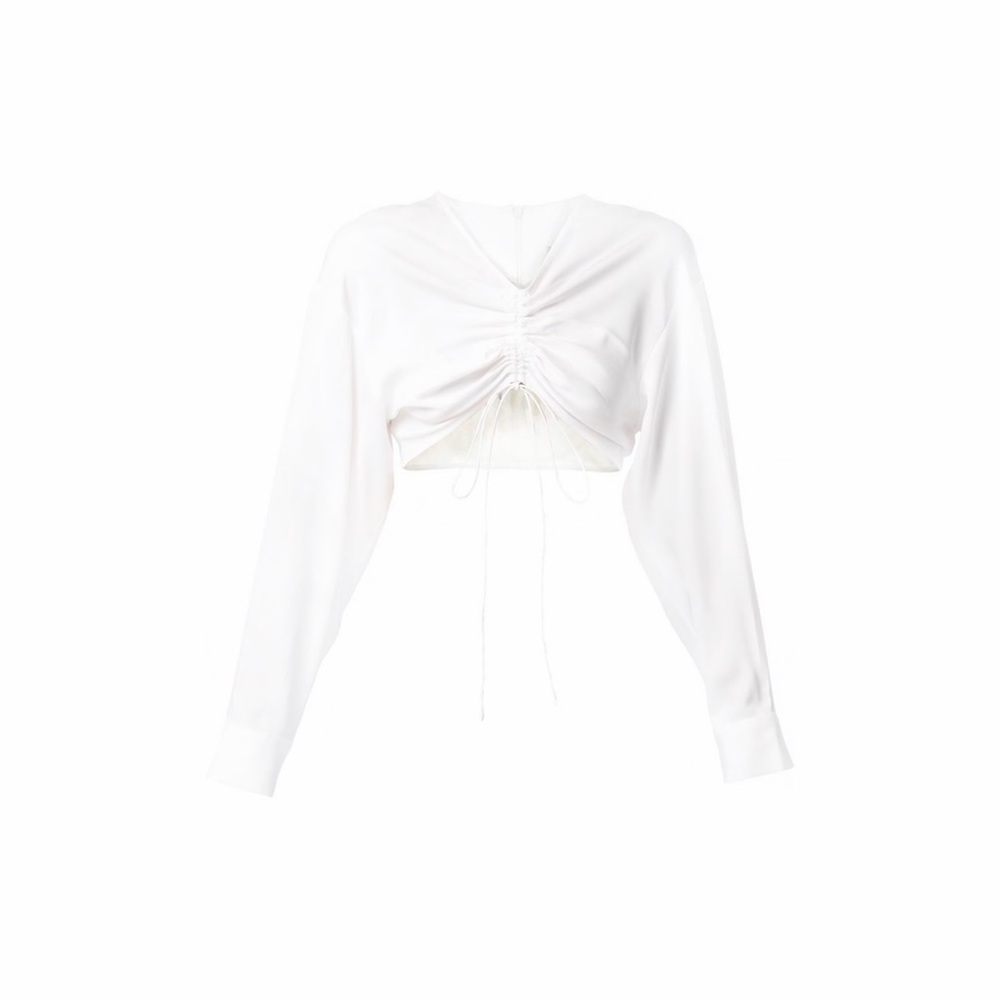 Christopher Esber White Ruched Crop Top